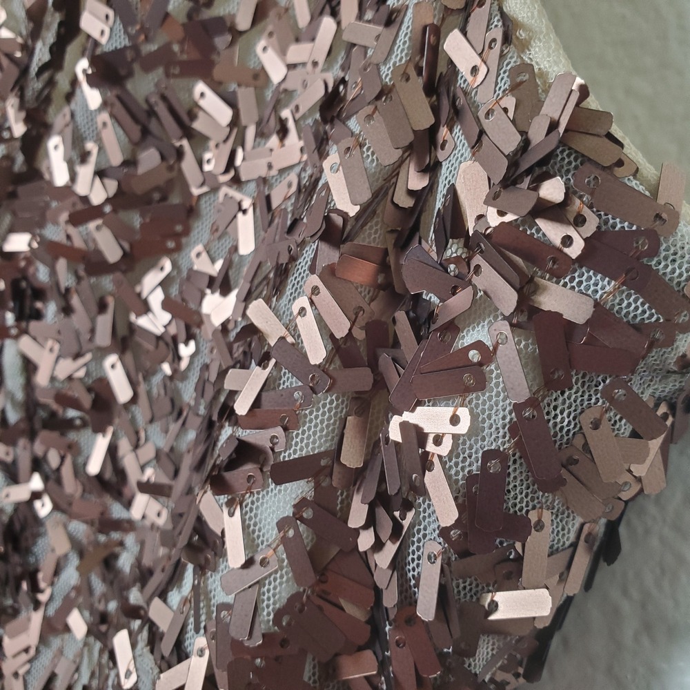 Suzi Chin for Maggy Boutique‎ Rose Gold Sequin Cocktail Dress Size 6 Scoop Neck - Picture 8 of 10